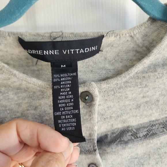 Adrienne Vittadini Angora wool blend short button up cardigan sz medium - Picture 3 of 10